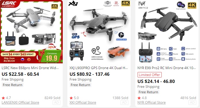 Comprar drones baratos en China por aliexpress
